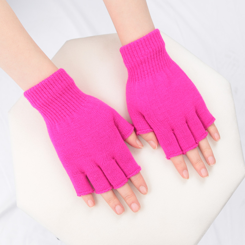 Unisex Black Half Finger Finge - Fingerless Glove Knit 评论和价格