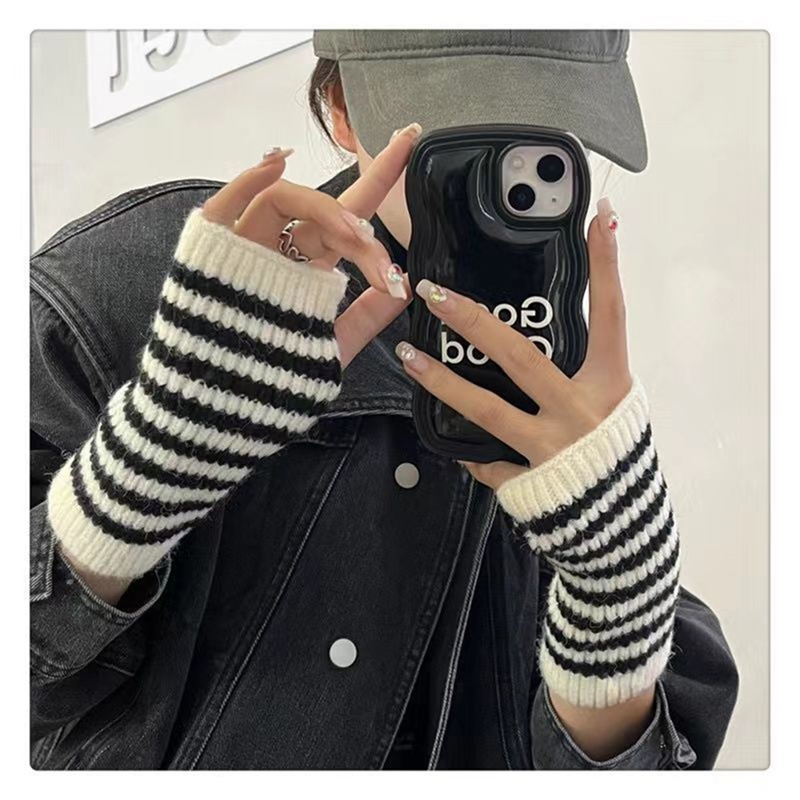 Short Striped Fingerless Glove - Fingerless Glove Knit 评论和价格
