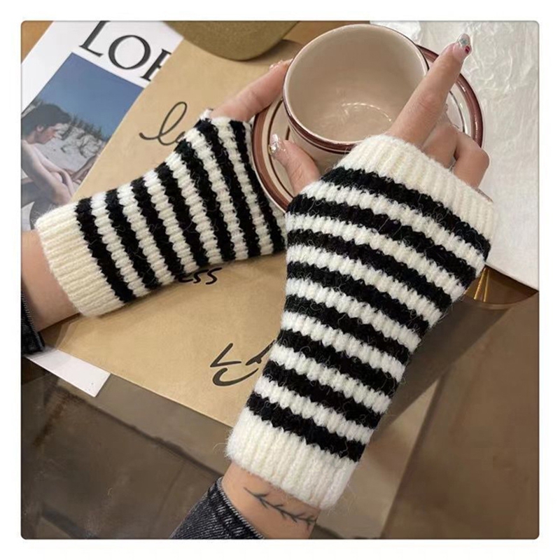 Short Striped Fingerless Glove - Fingerless Glove Knit 评论和价格